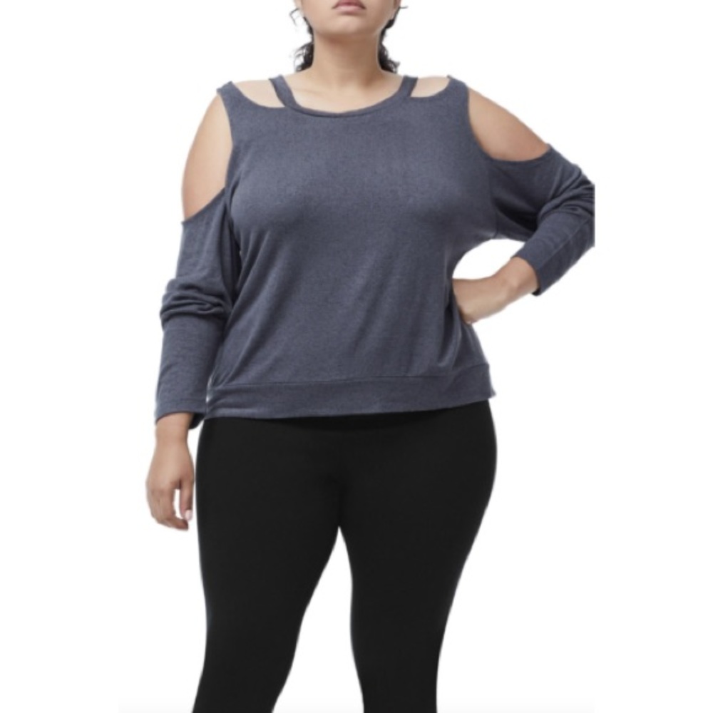 good american cold shoulder cut out top charcoal